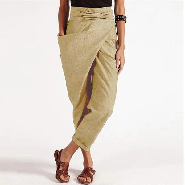Damen Sommerhose Baggy-Stil knöchellang mit hohem Bund