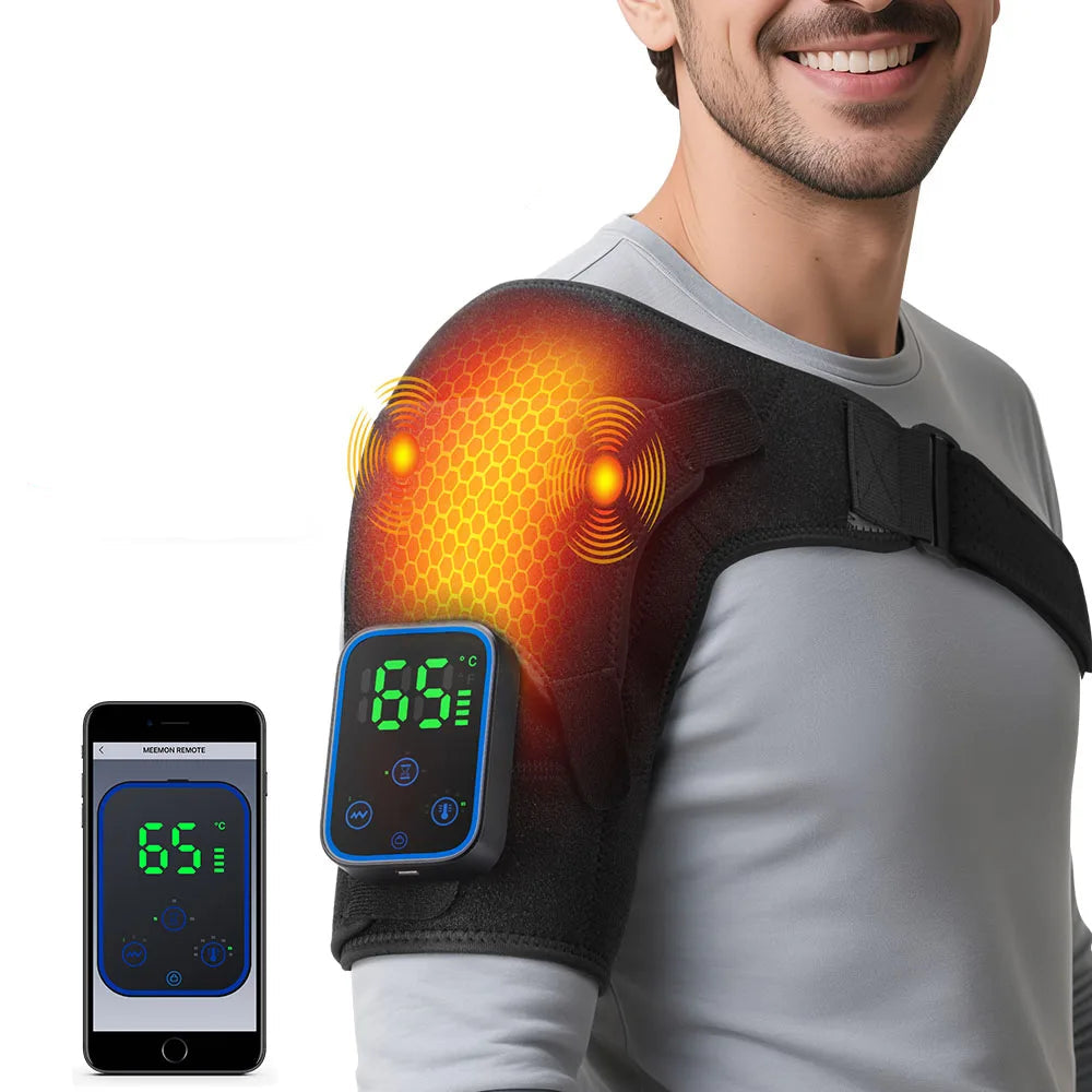 Beheizte Schulterstütze mit Vibration, LED-Anzeige, wiederaufladbar, für Schultern und Gelenke 11