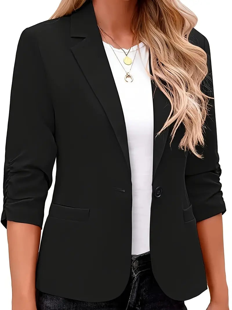 Eleganter langärmeliger Blazer mit Revers und Knopf - Marli