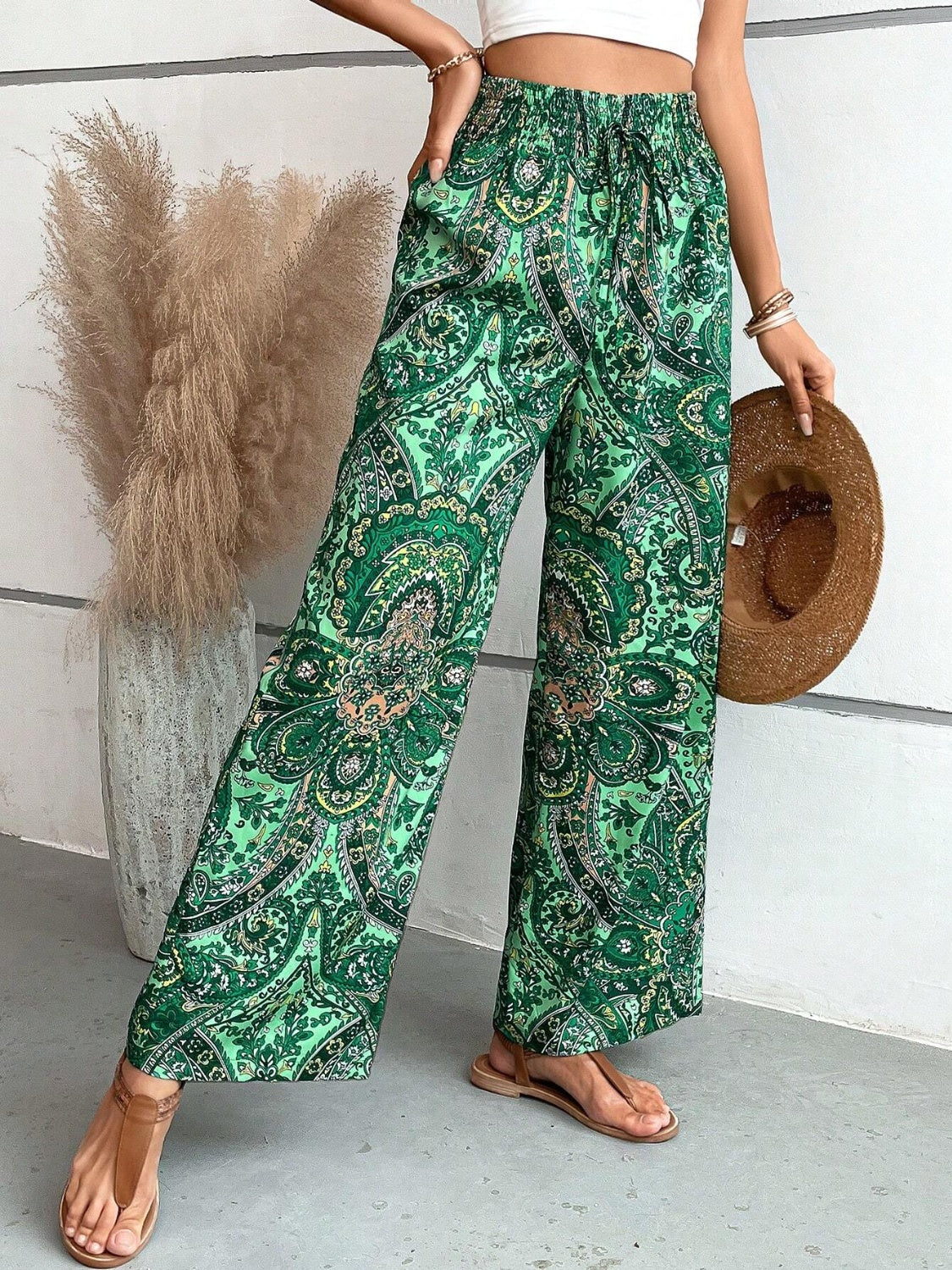 Boheme Flydende Print Bukser – Luftig Elegance med Boho-Chic