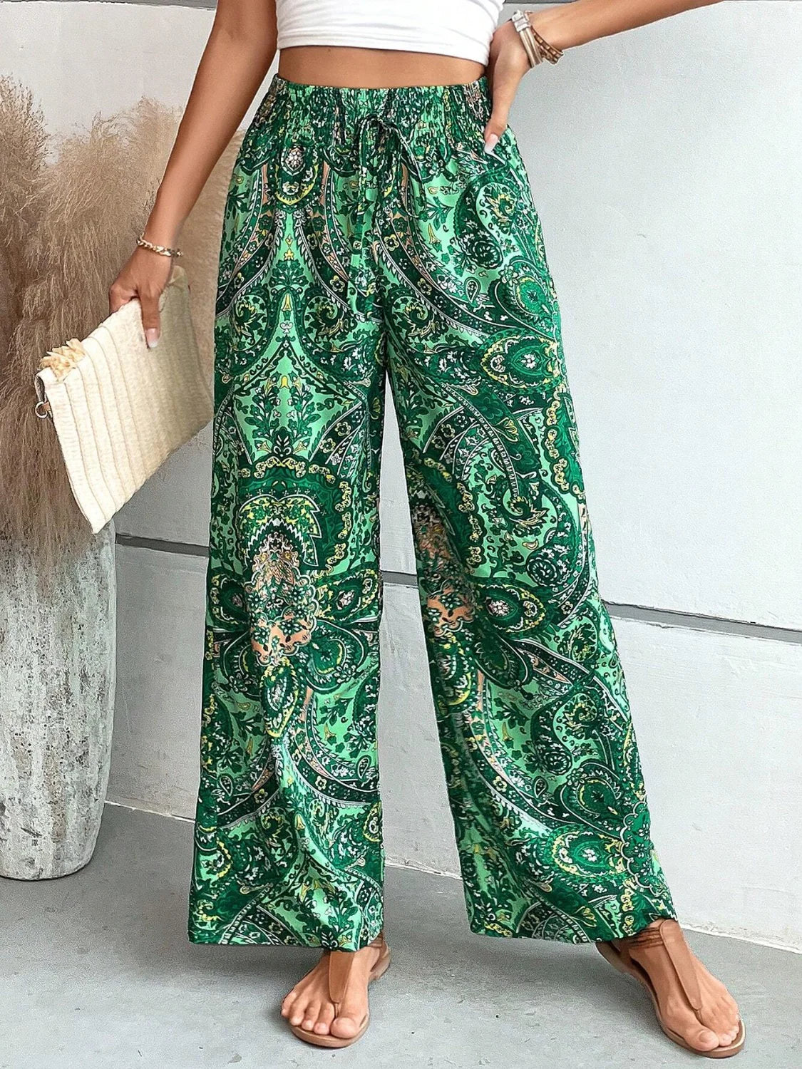 Boheme Flydende Print Bukser – Luftig Elegance med Boho-Chic