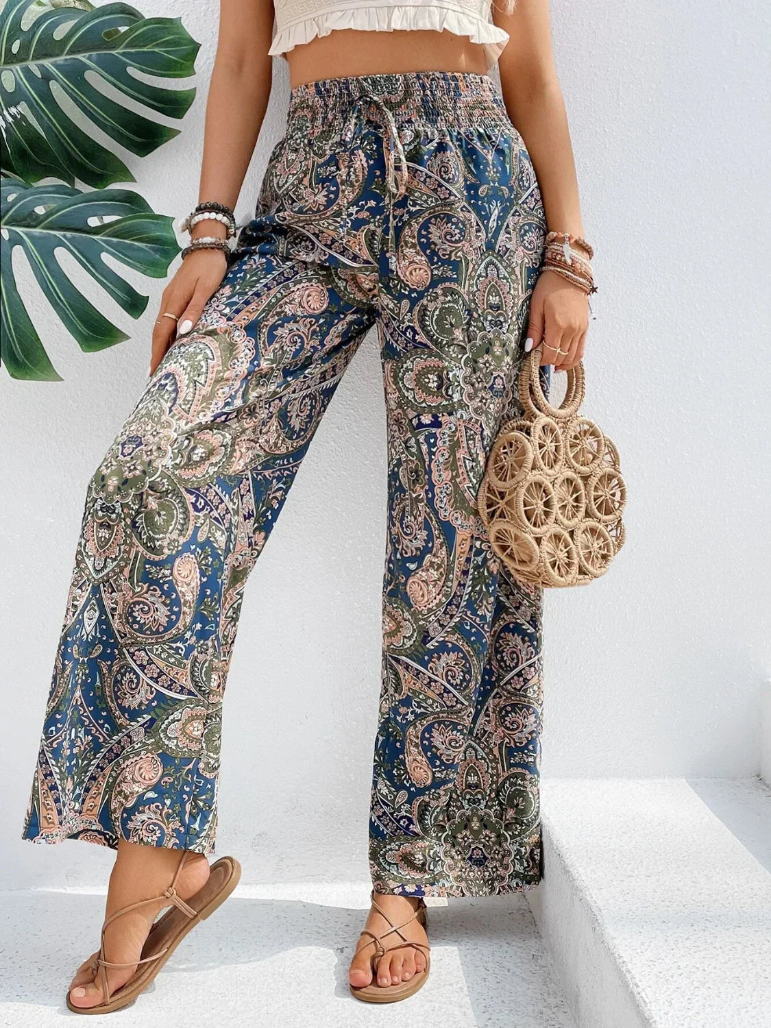 Boheme Flydende Print Bukser – Luftig Elegance med Boho-Chic