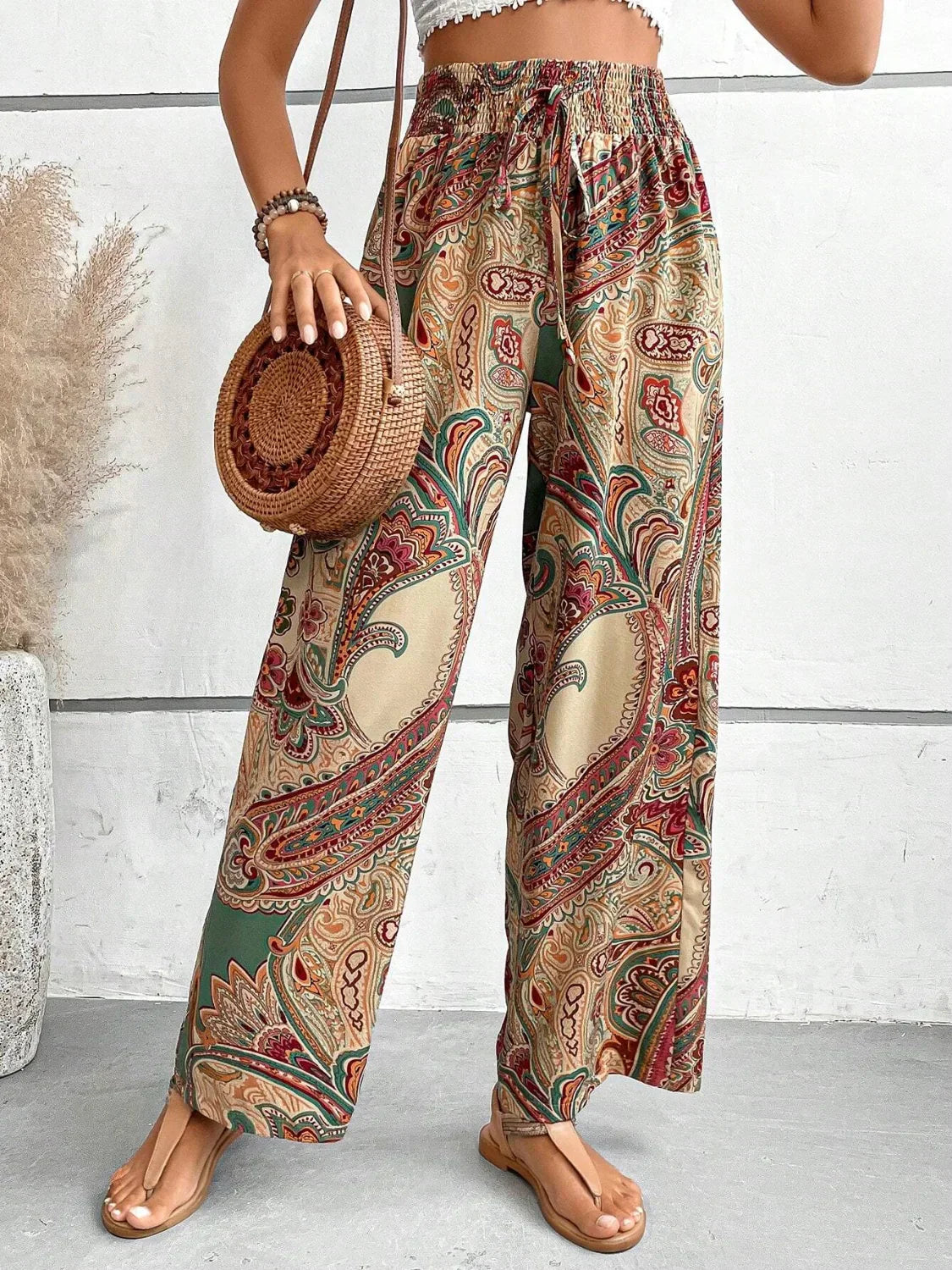 Boheme Flydende Print Bukser – Luftig Elegance med Boho-Chic