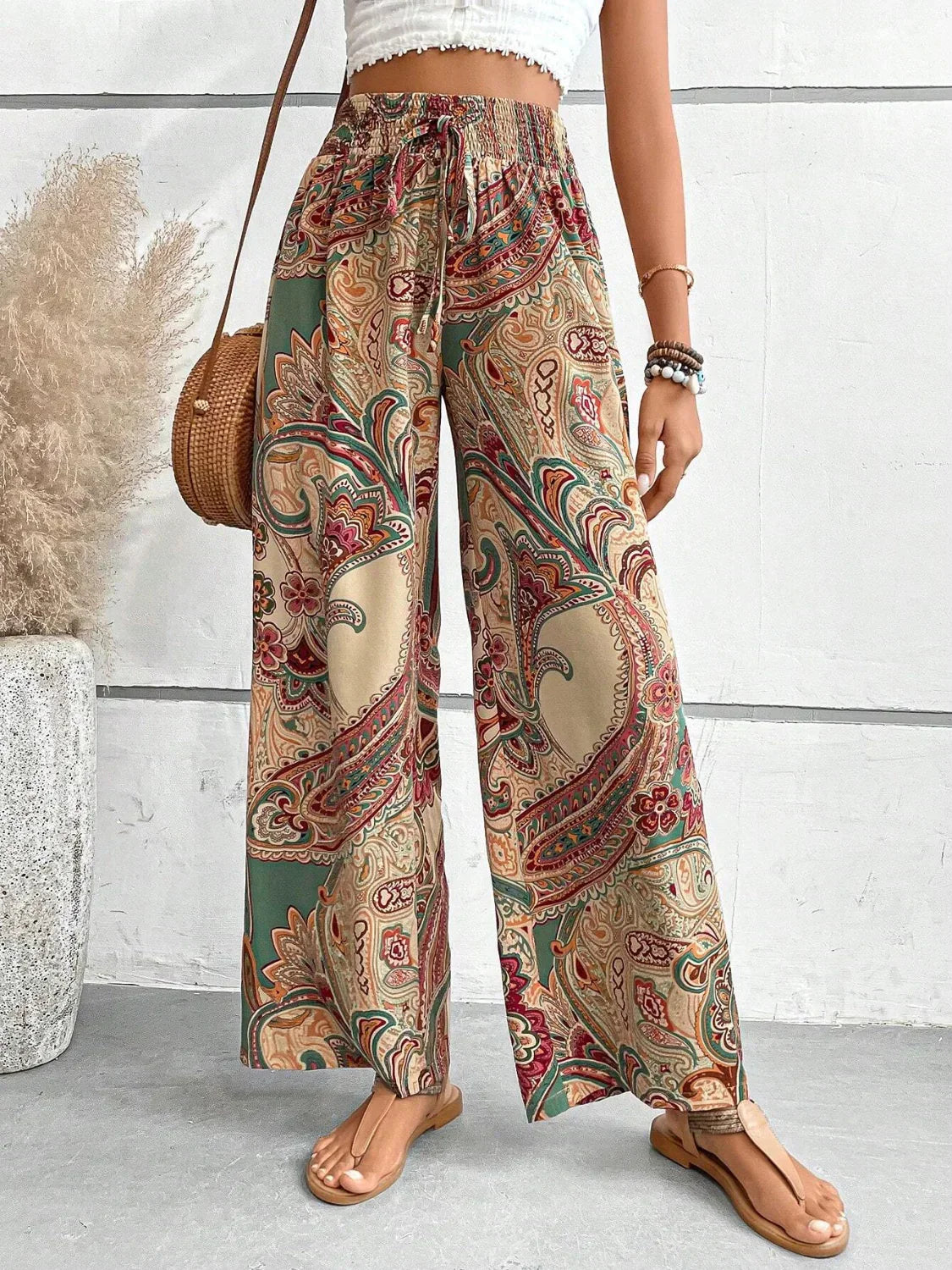 Boheme Flydende Print Bukser – Luftig Elegance med Boho-Chic