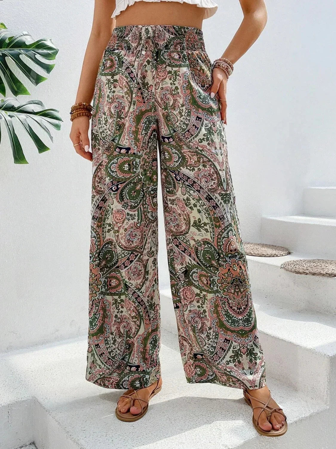 Boheme Flydende Print Bukser – Luftig Elegance med Boho-Chic
