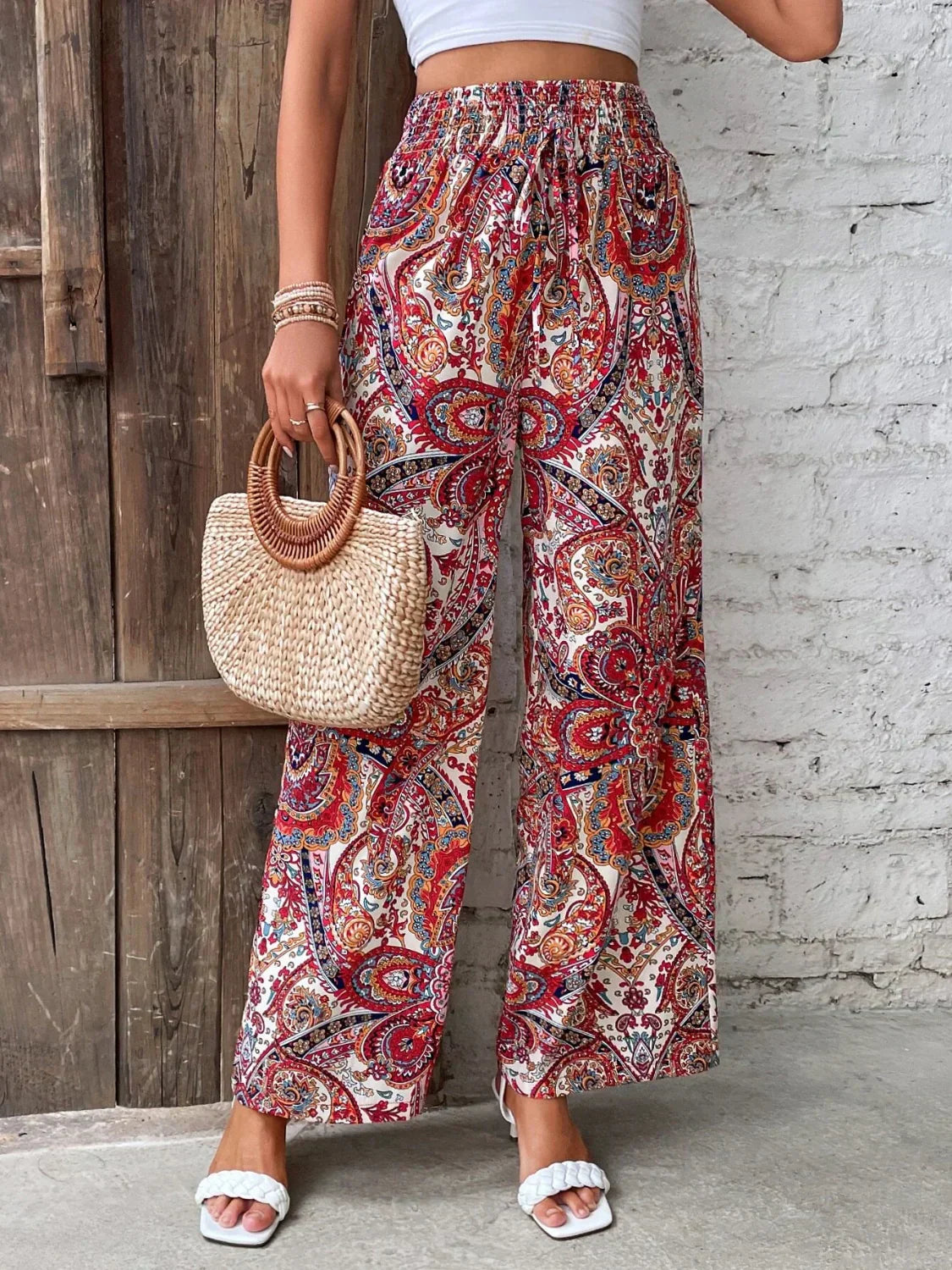 Boheme Flydende Print Bukser – Luftig Elegance med Boho-Chic