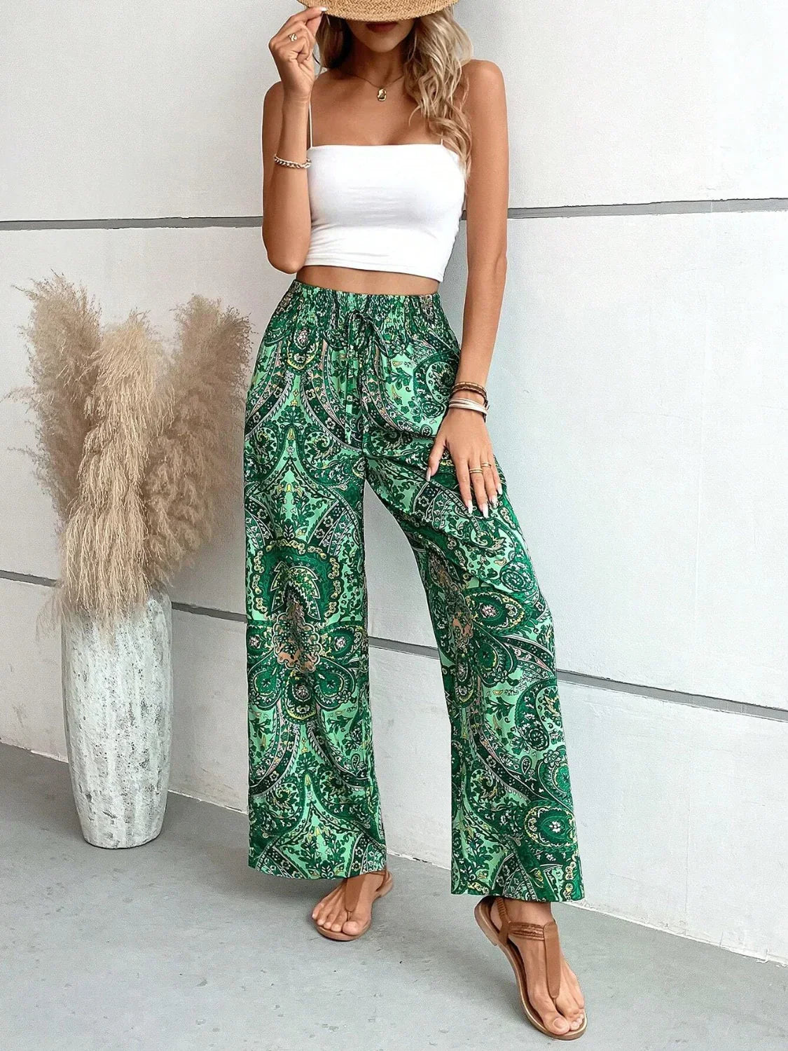 Boheme Flydende Print Bukser – Luftig Elegance med Boho-Chic