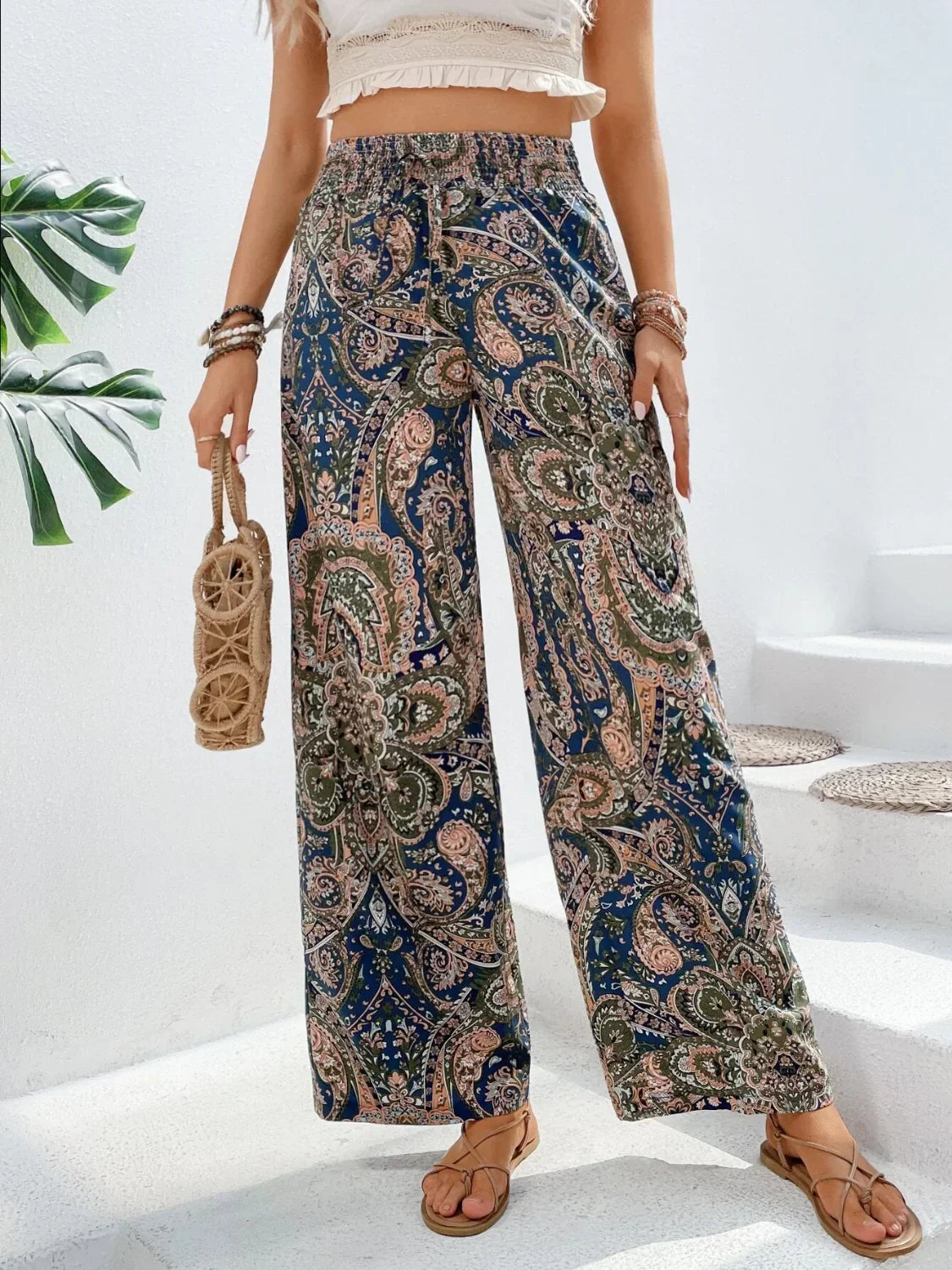Boheme Flydende Print Bukser – Luftig Elegance med Boho-Chic