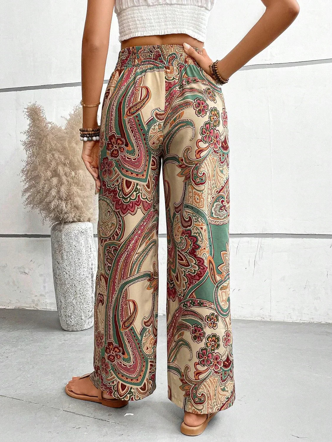 Boheme Flydende Print Bukser – Luftig Elegance med Boho-Chic