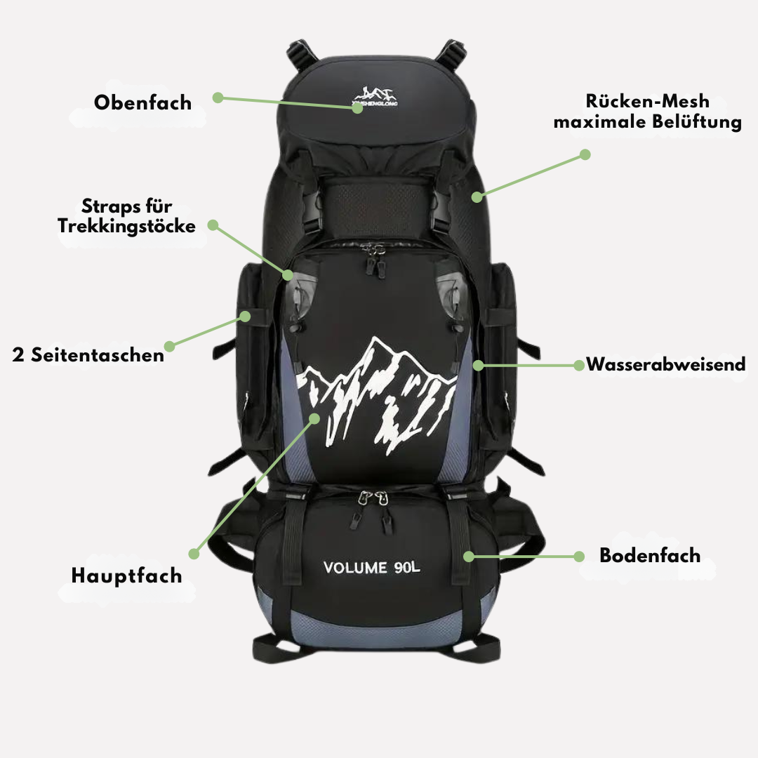 OutdoorHaven - 90L Wasserdichter Rucksack - Ultimativer Outdoor-Rucksack