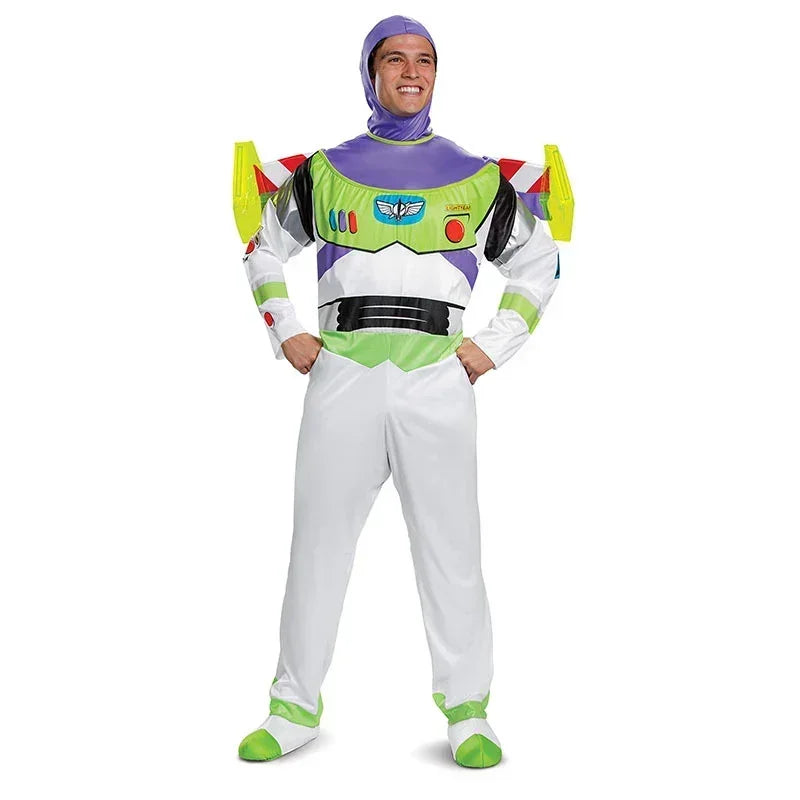 StarMorph Space Ranger Jumpsuit – Grün-Weißes Unisex-Cosplay für Erwachsene