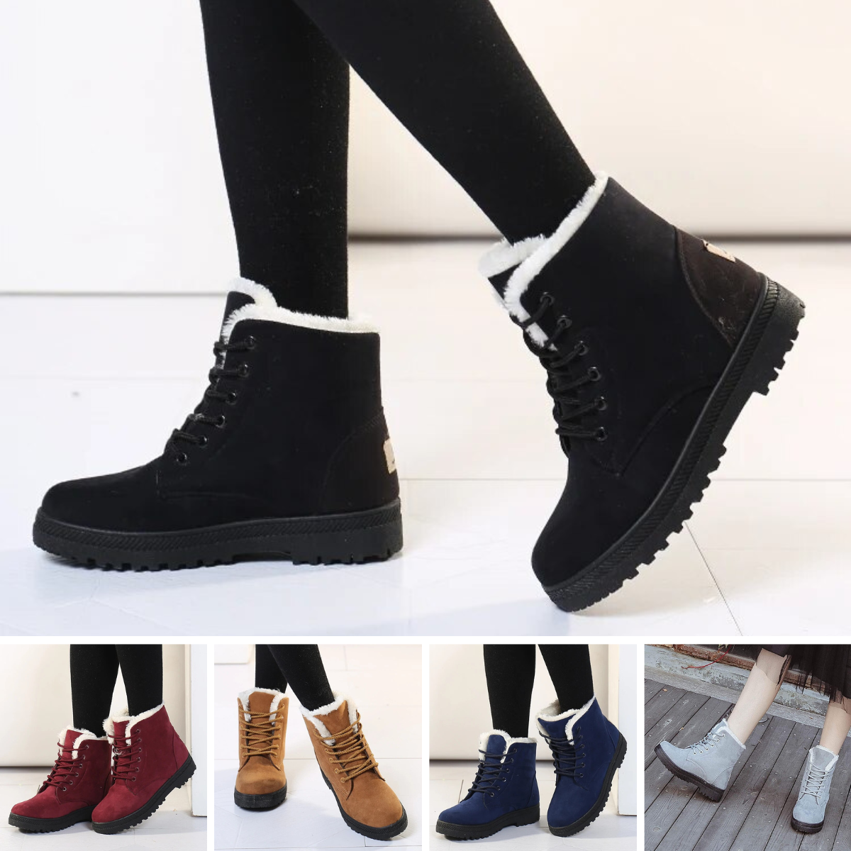 Rutschfeste Schneestiefel mit Schnürsenkeln - Mikina