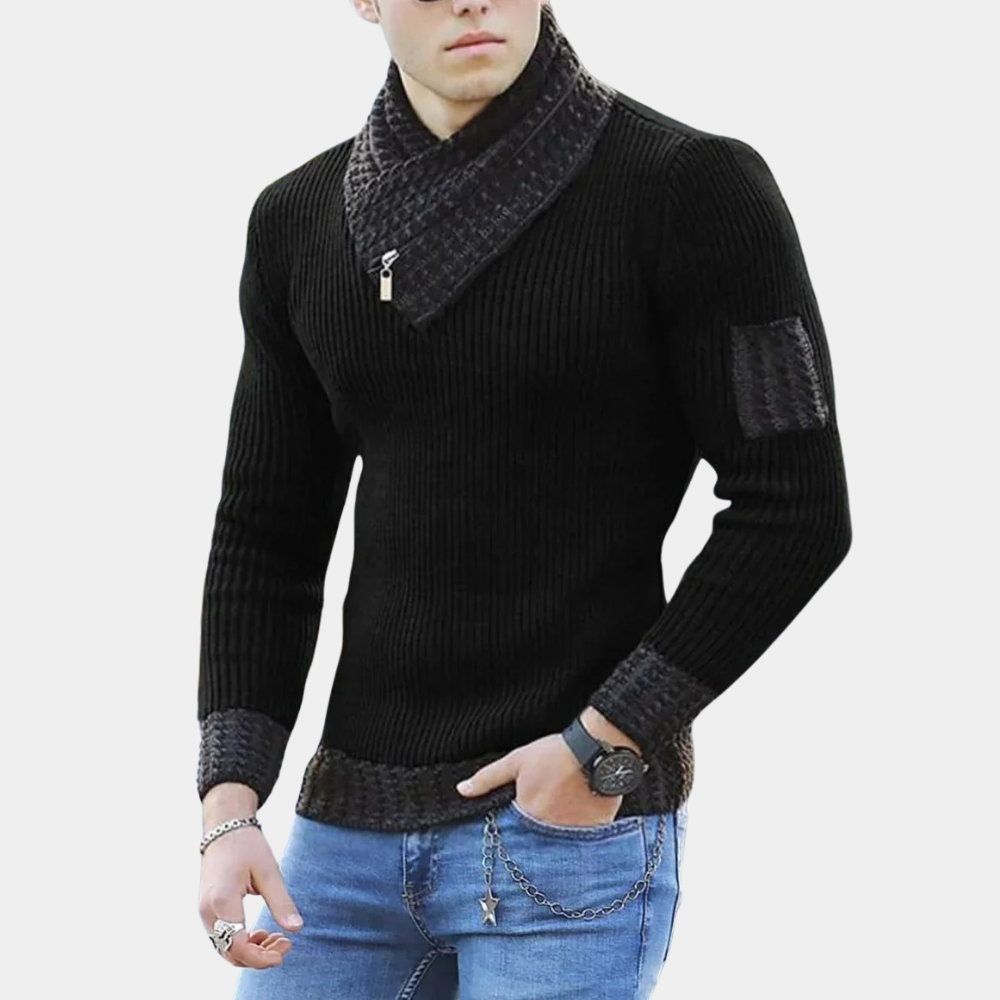 Herrenstrickpullover mit modischem Kragen