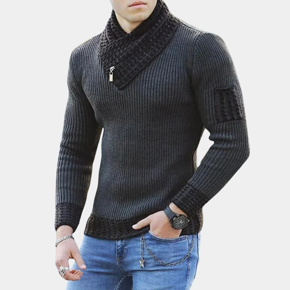Herrenstrickpullover mit modischem Kragen