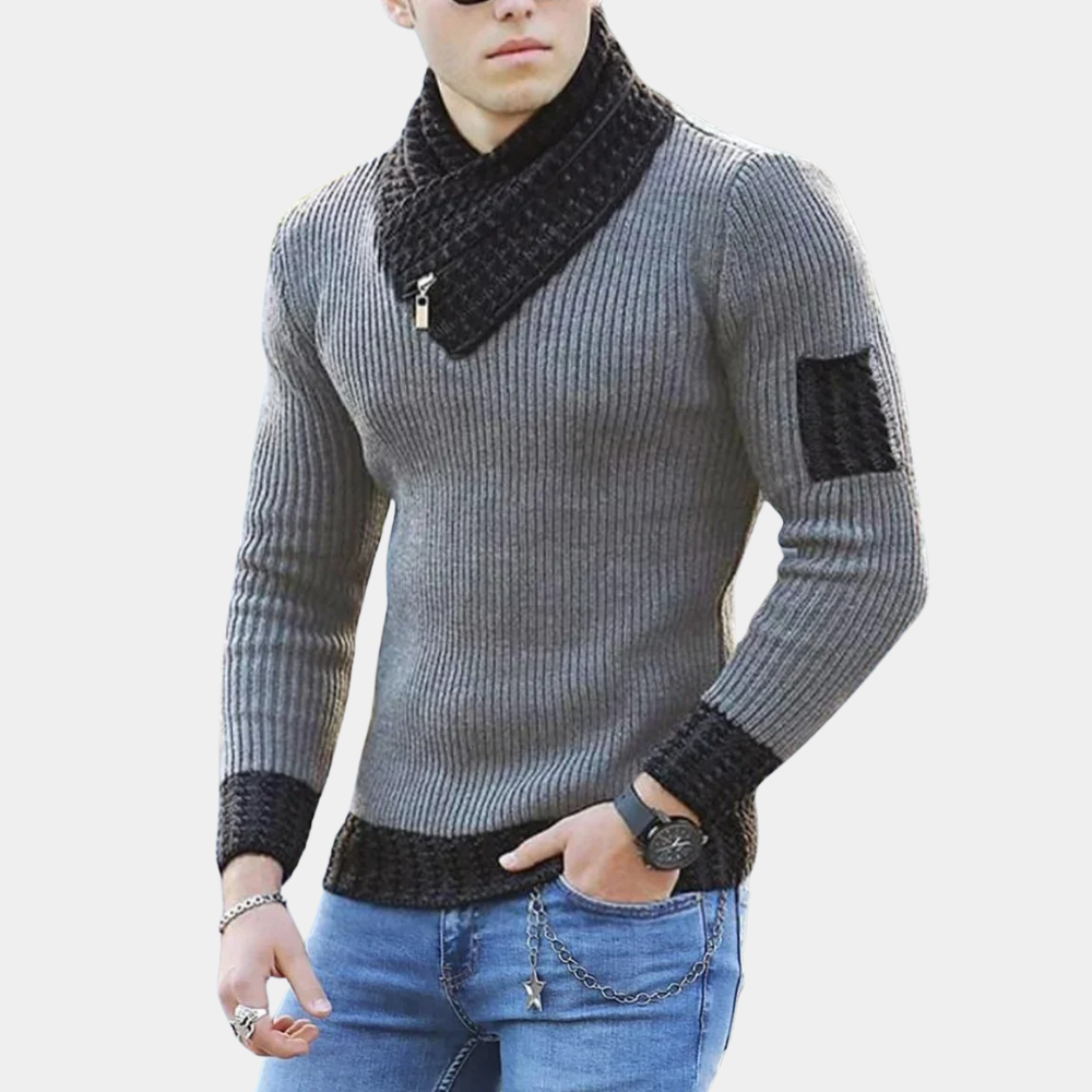 Herrenstrickpullover mit modischem Kragen