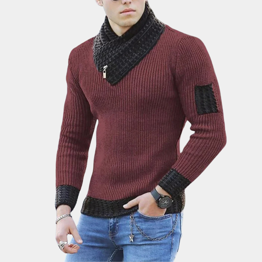 Herrenstrickpullover mit modischem Kragen