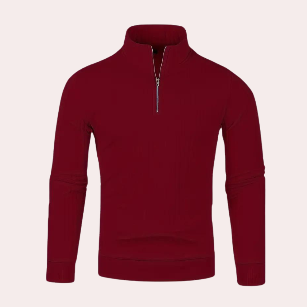 Fynn - Gerippter Herrenpullover mit Reißverschluss