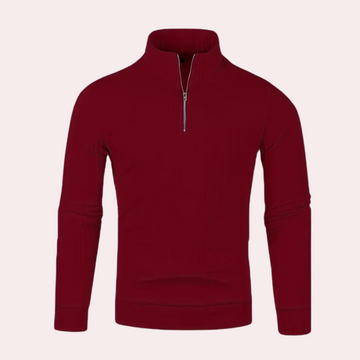 Fynn - Gerippter Herrenpullover mit Reißverschluss