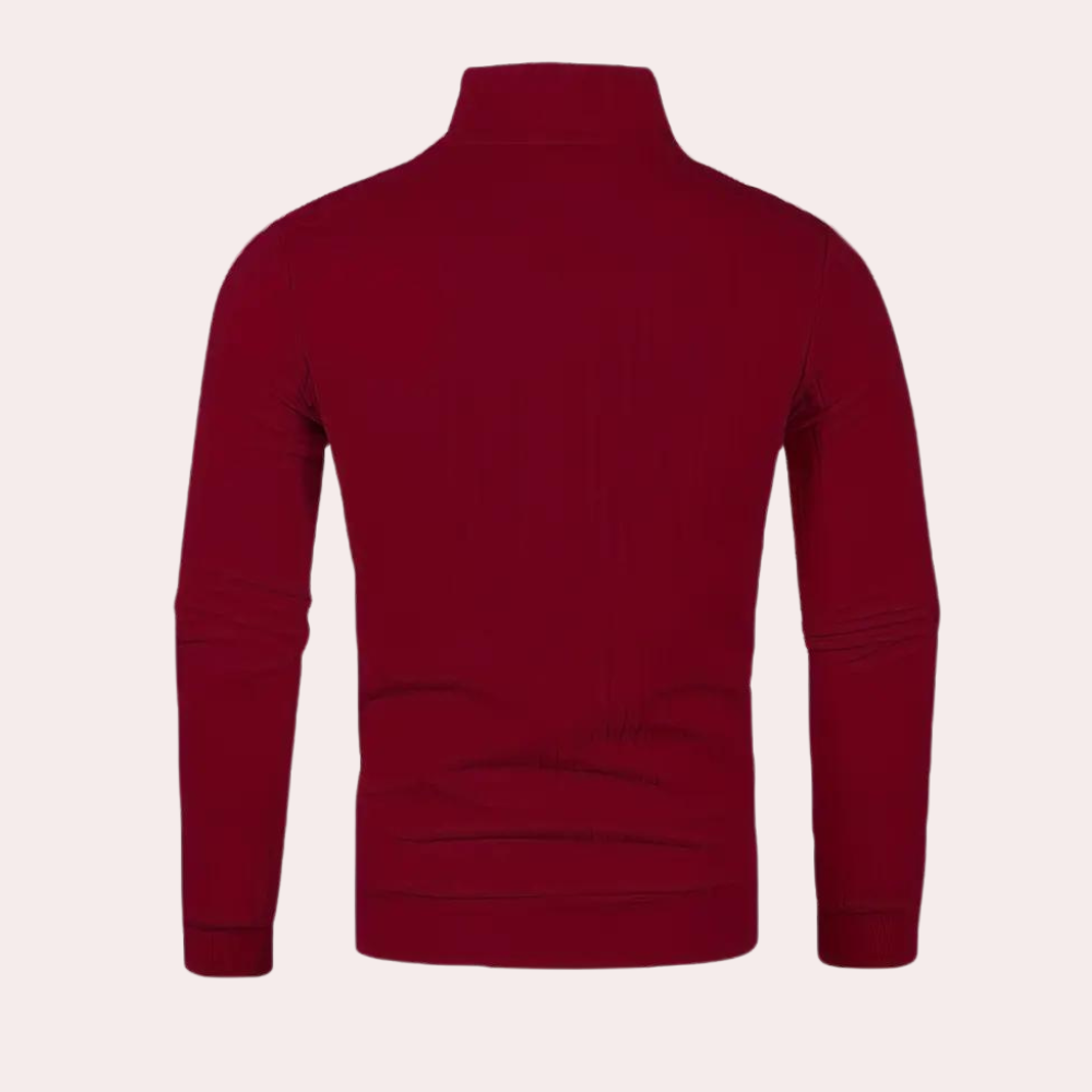 Fynn - Gerippter Herrenpullover mit Reißverschluss