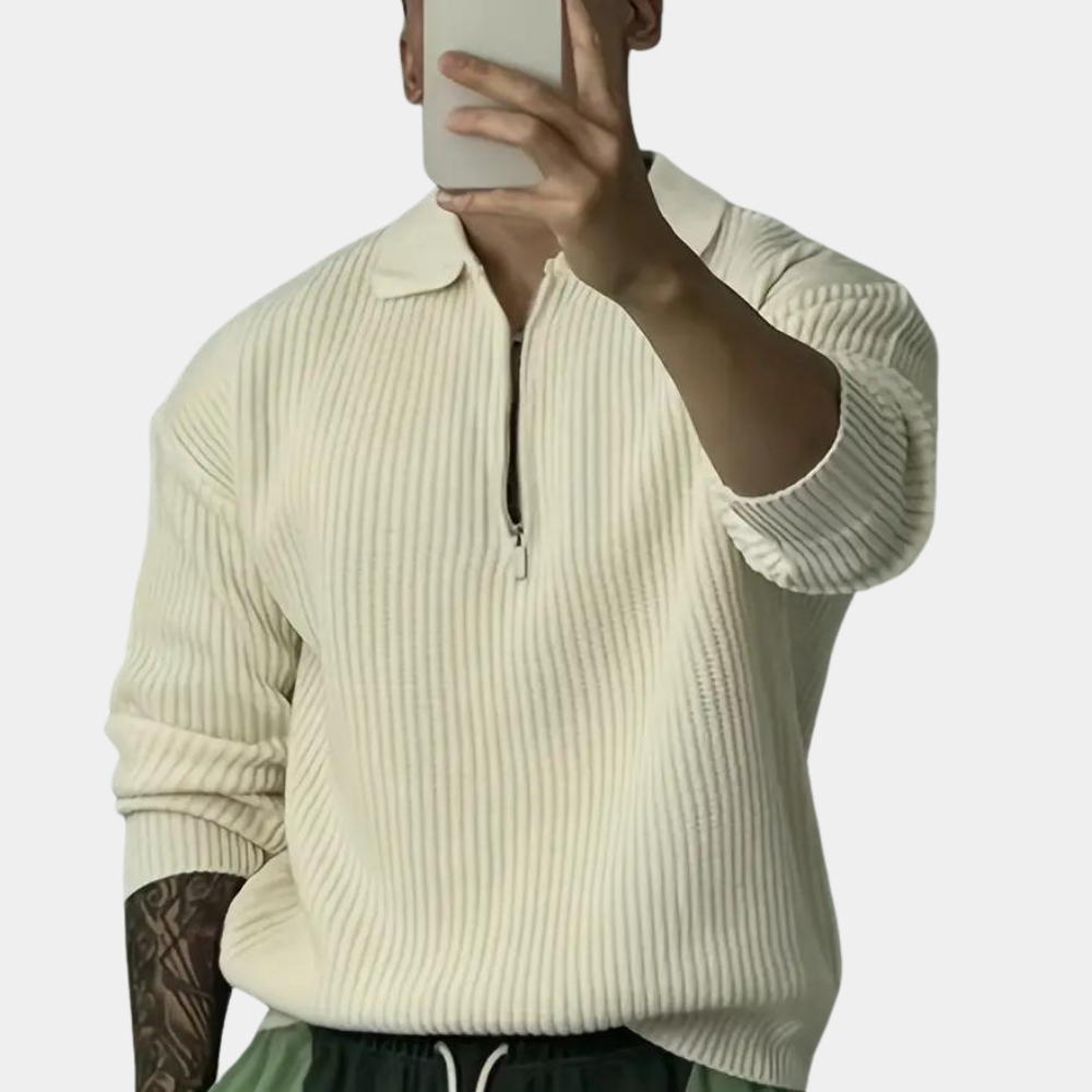 Cajetan - Pullover mit geripptem Reißverschluss für Männer