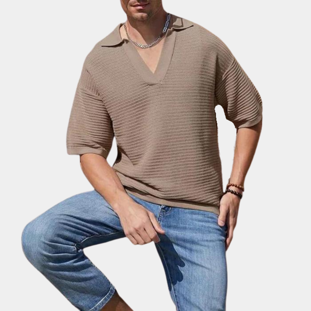 Sommerliches Herren-T-Shirt mit V-Ausschnitt - Elias