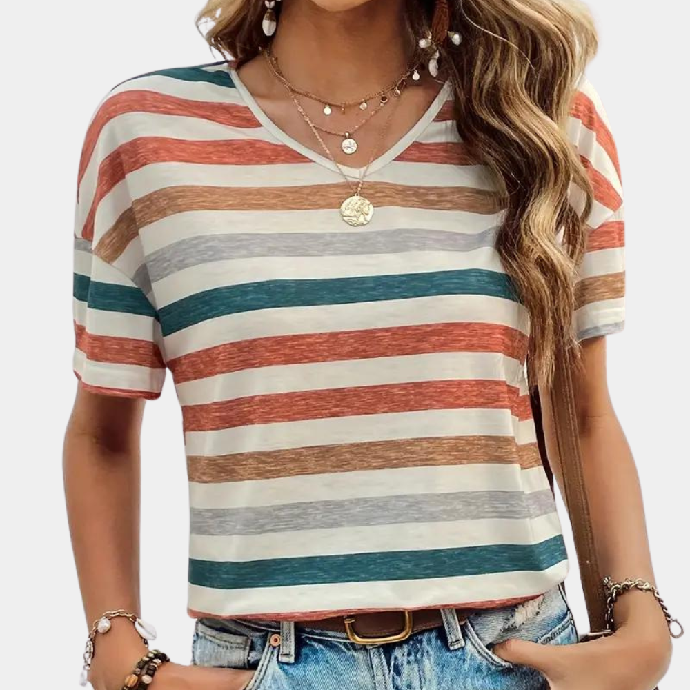 Lässiges gestreiftes T-Shirt für Frauen - Poppy