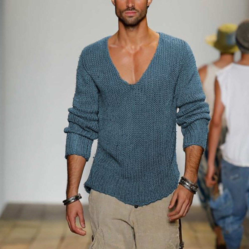Lässiger Pullover mit V-Ausschnitt für Männer