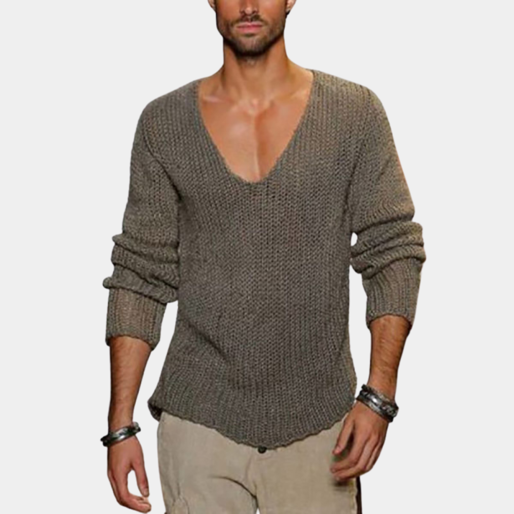 Lässiger Pullover mit V-Ausschnitt für Männer