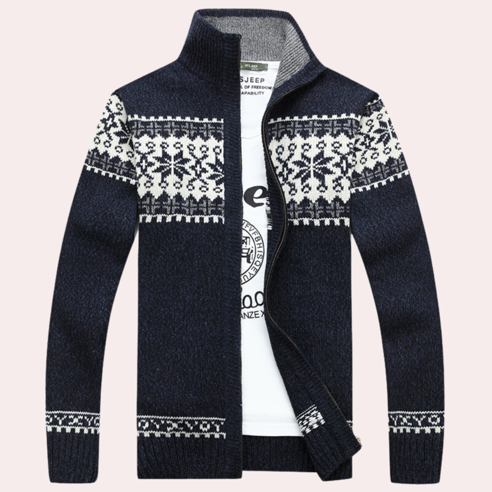 Dietmar - Klassische Stehkragen-Strickjacke für Männer