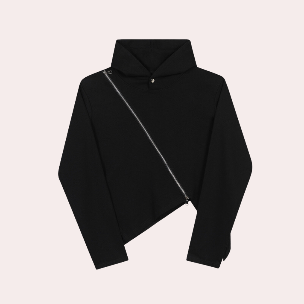 Helmut - Stilfuld herre-hoodie med asymmetrisk kant