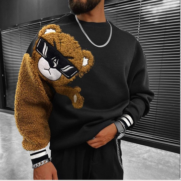 Bernd - Sweat-shirt homme avec ours cartoon brodé
