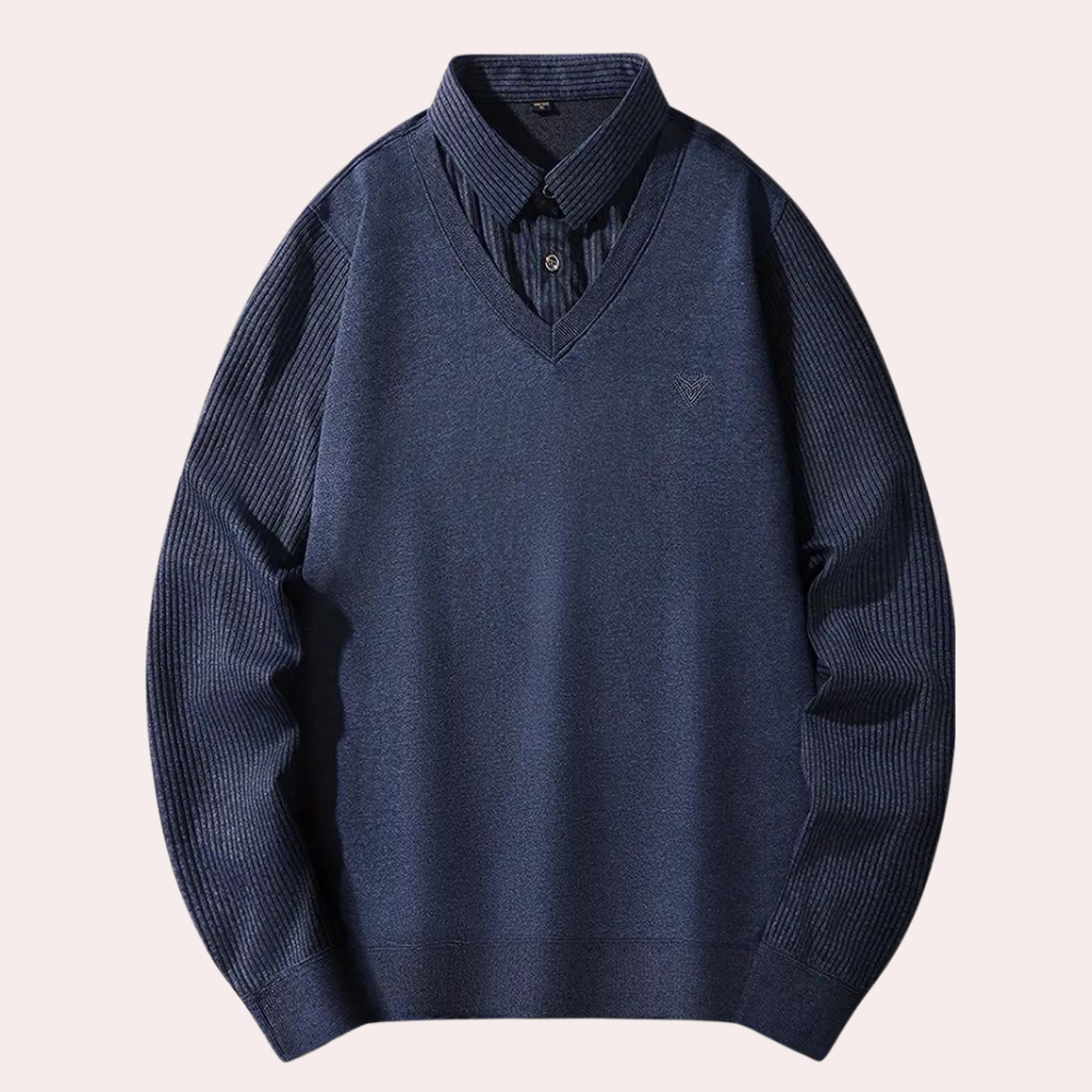 Morten - Modischer Herren-Hemd-Pullover mit Kragen