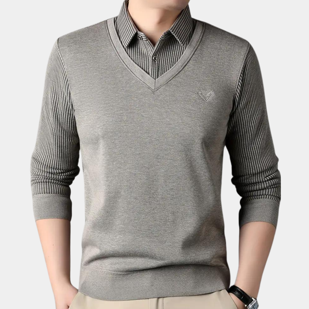 Morten - Modischer Herren-Hemd-Pullover mit Kragen