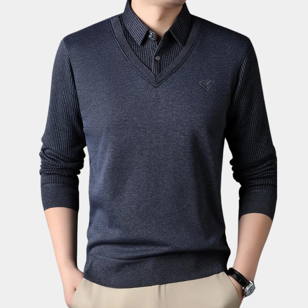 Morten - Modischer Herren-Hemd-Pullover mit Kragen