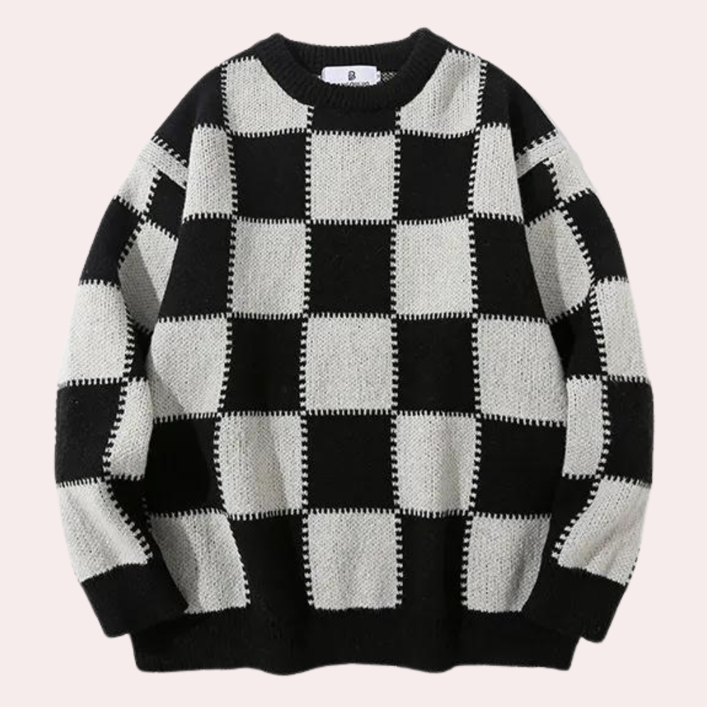 Goran - Schachbrett-Strickpullover für Männer