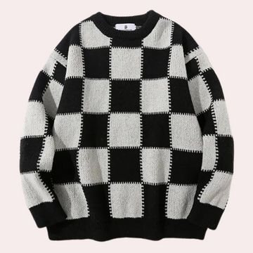 Goran - Schachbrett-Strickpullover für Männer