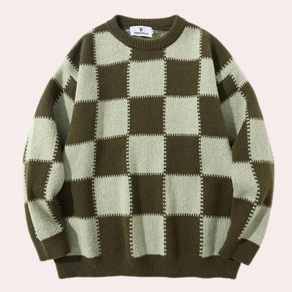 Goran - Schachbrett-Strickpullover für Männer