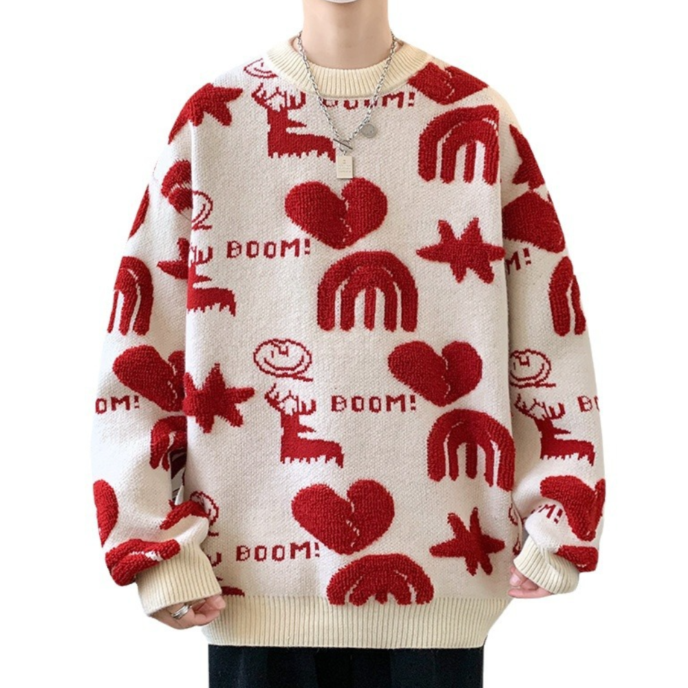 Tobiasz - Stylischer grafischer Strickpullover für Männer