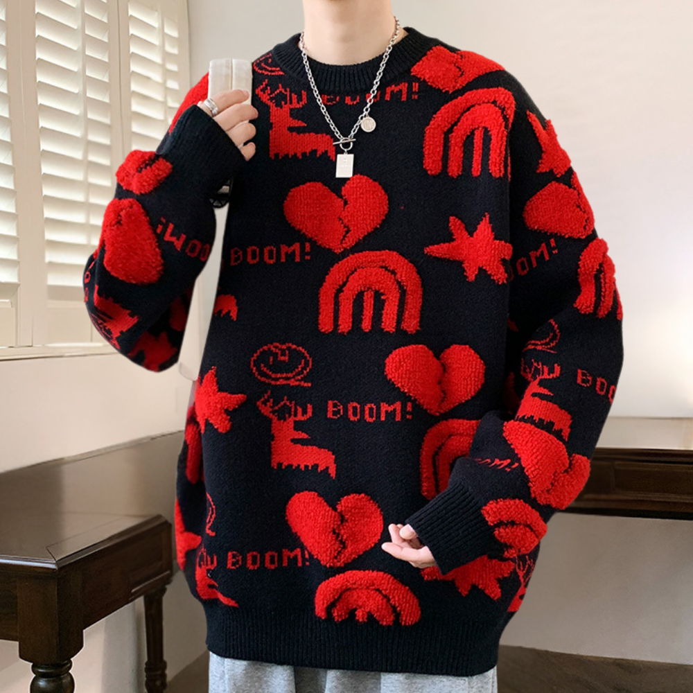 Tobiasz - Stylischer grafischer Strickpullover für Männer