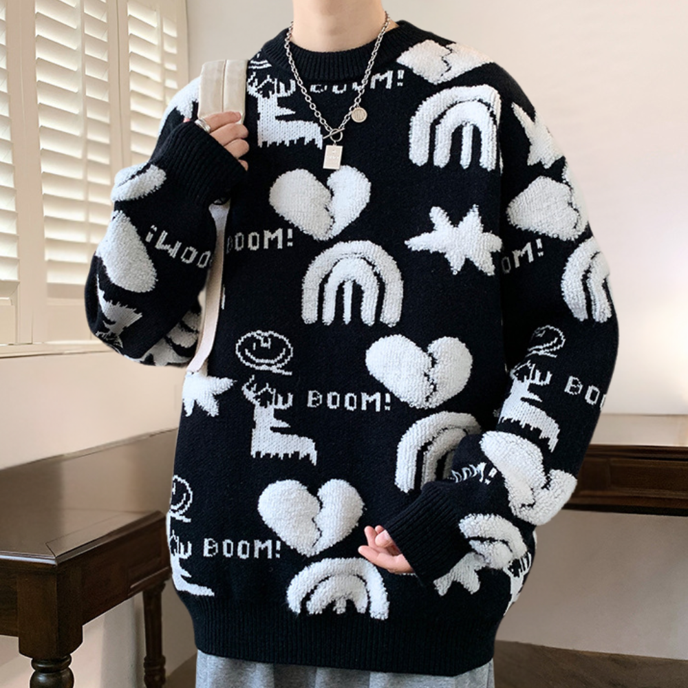 Tobiasz - Stylischer grafischer Strickpullover für Männer