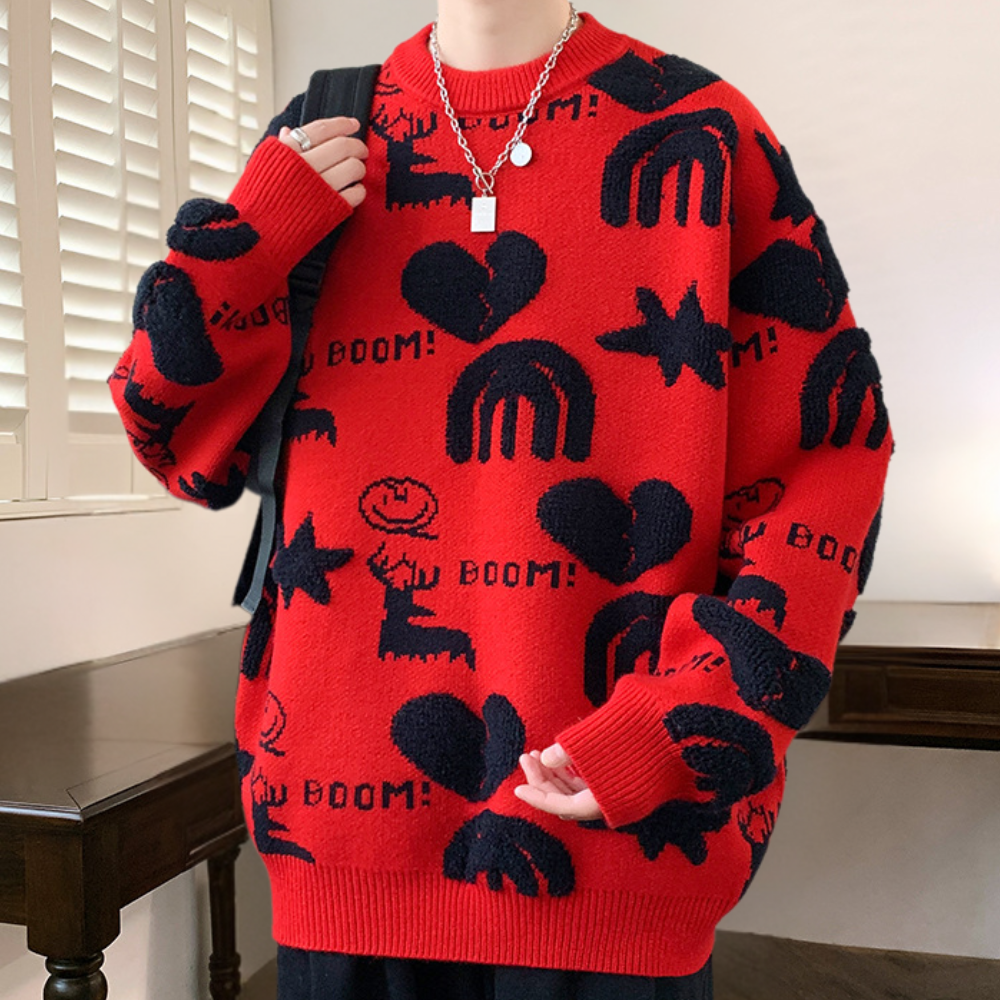 Tobiasz - Stylischer grafischer Strickpullover für Männer
