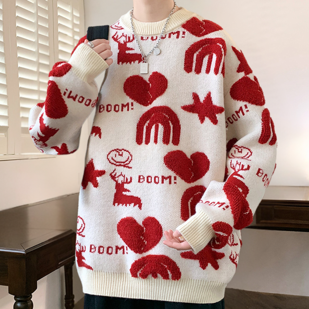Tobiasz - Stylischer grafischer Strickpullover für Männer