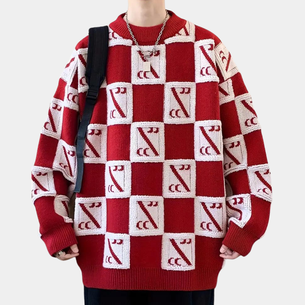 Andrej - Eleganter karierter warmer Pullover für Männer