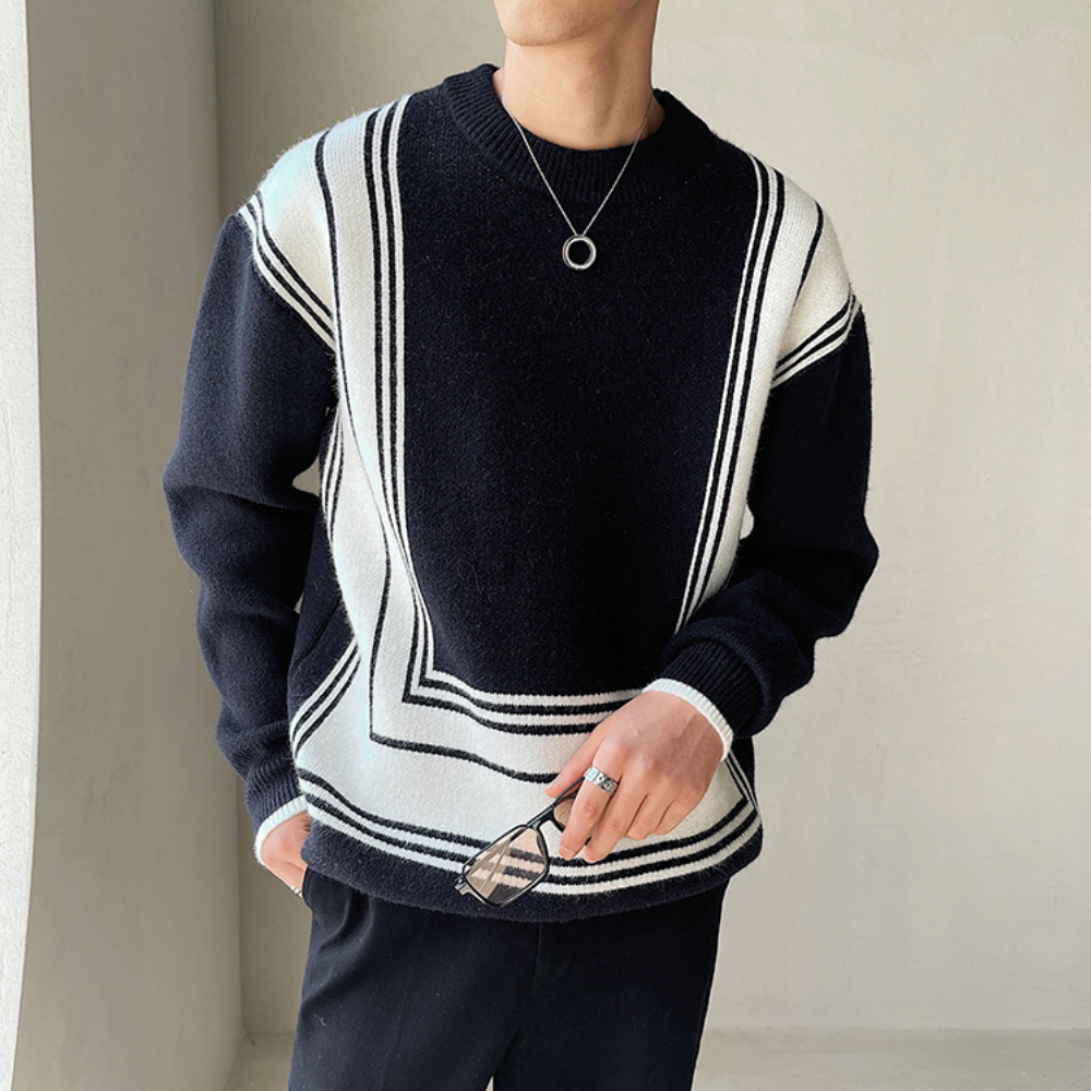 Razvan - Entspannter atmungsaktiver Strickpullover für Männer