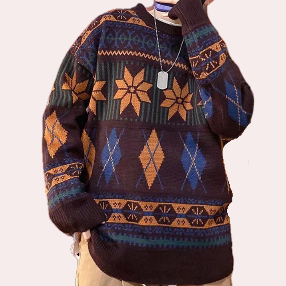 Nicusor - Strickpullover mit geometrischem Muster für Männer