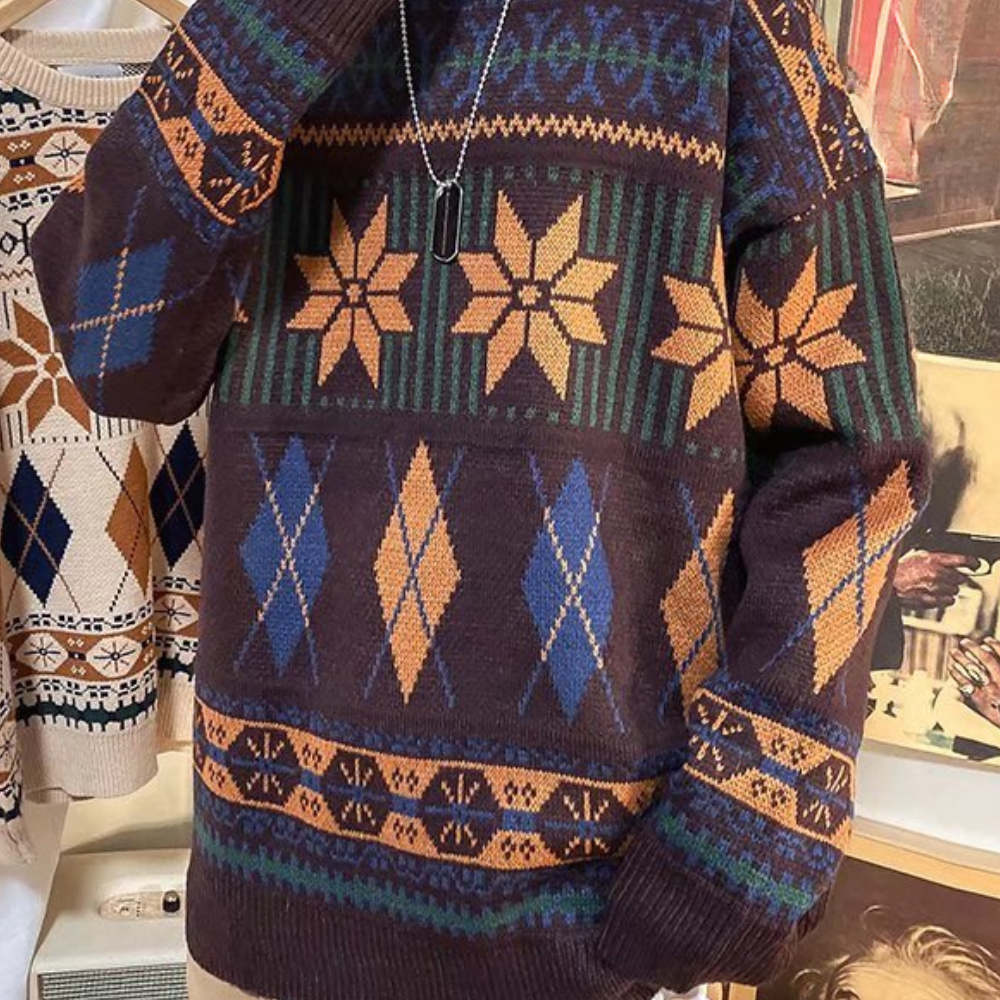 Nicusor - Strickpullover mit geometrischem Muster für Männer