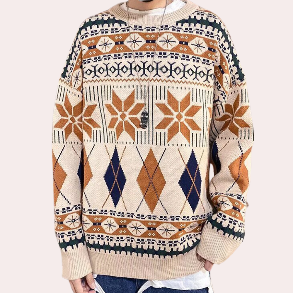 Nicusor - Strickpullover mit geometrischem Muster für Männer