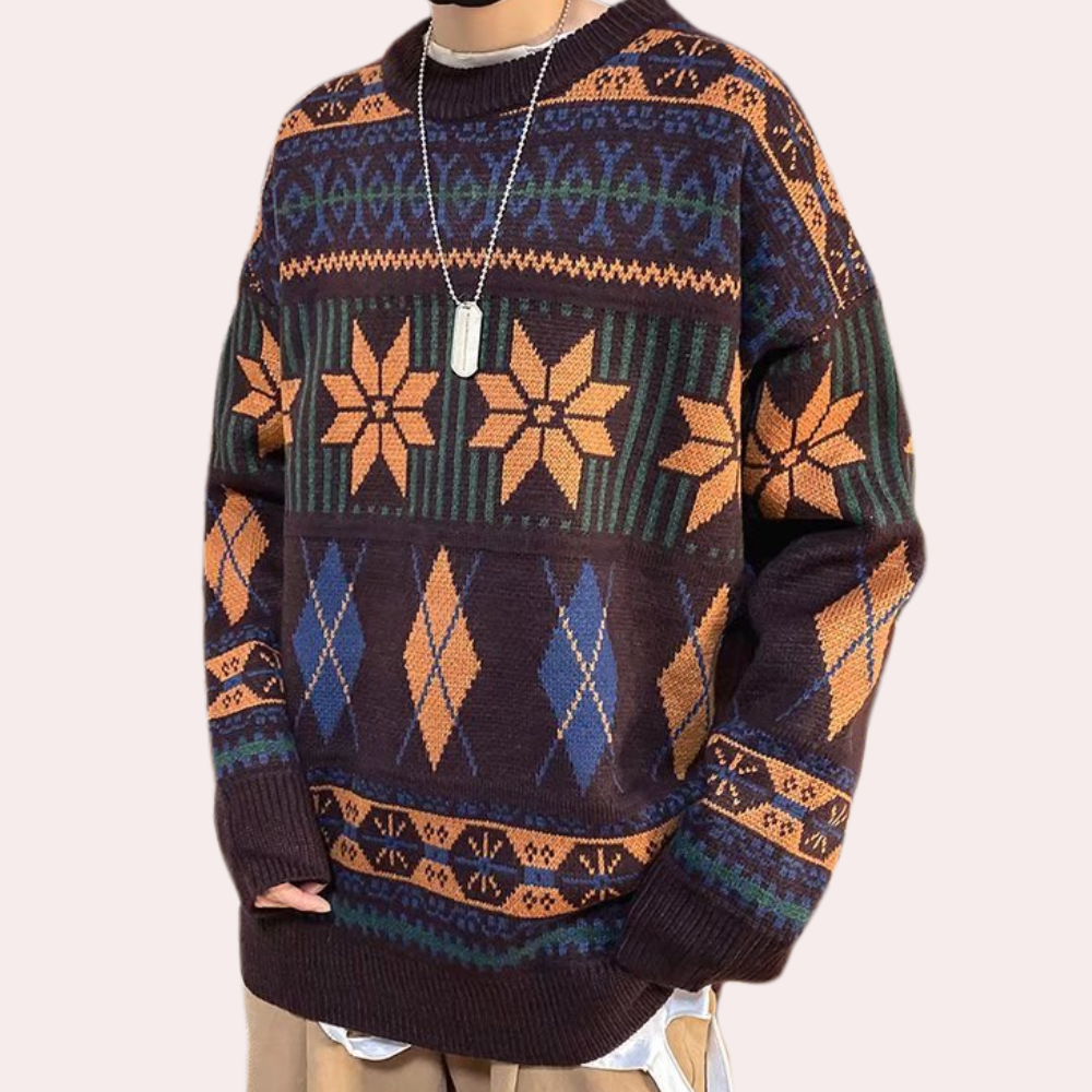 Nicusor - Strickpullover mit geometrischem Muster für Männer