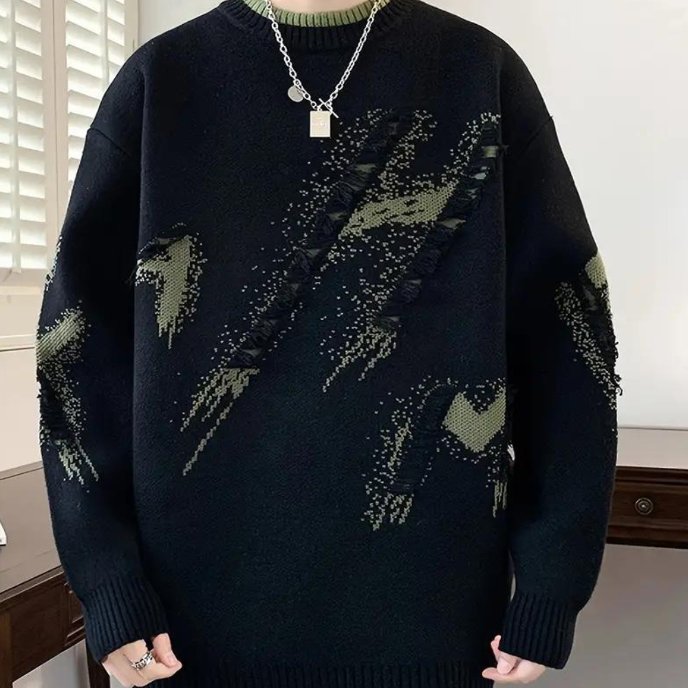 Troilus - Pull locker coupé avec col rond pour hommes