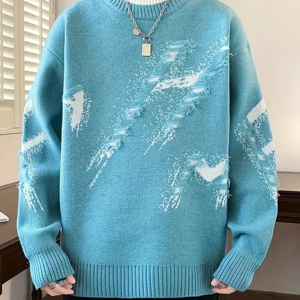 Troilus - Pull locker coupé avec col rond pour hommes